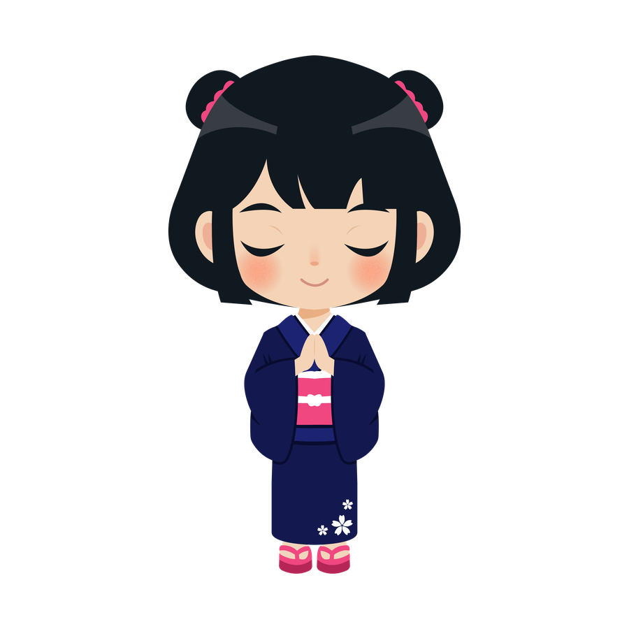 Mia, mascota de Kumsaki, agradeciendo tu visita